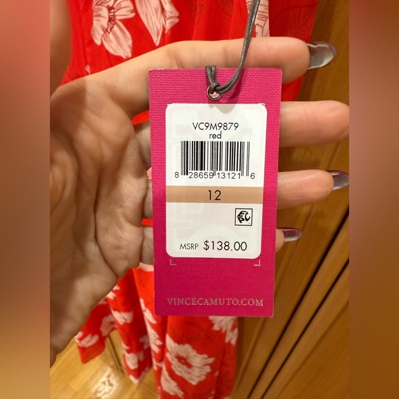 Vince Camuto Floral Print Tie Shoulder Dress New With Tags - Picture 7 of 12